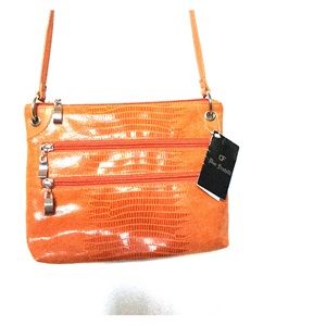 Tangerine crocodile cross-body by Due Fratelli